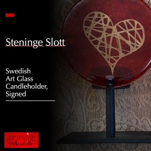 Steninge Slott Signed Art Glass Candleholder